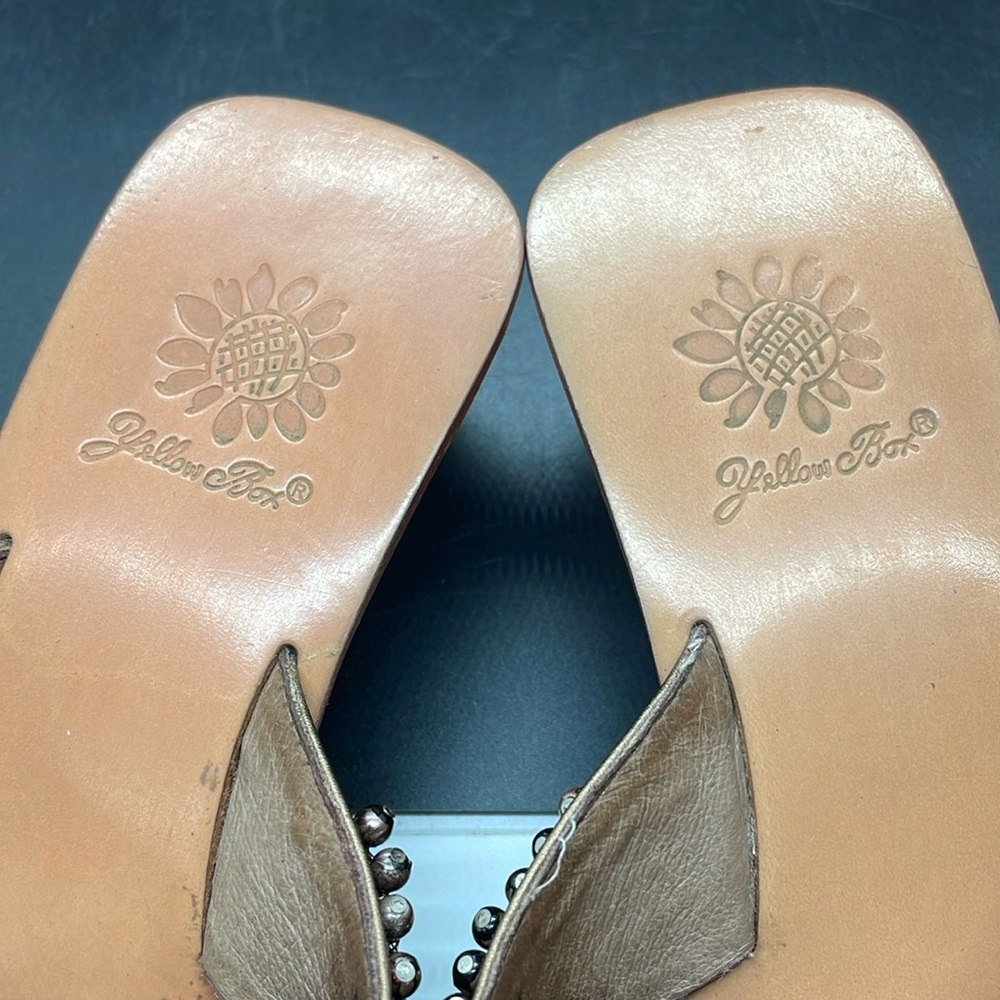 Yellow Box metallic bronze gold beaded Alexis slip on sandals Size 6.5 - Picture 13 of 15
